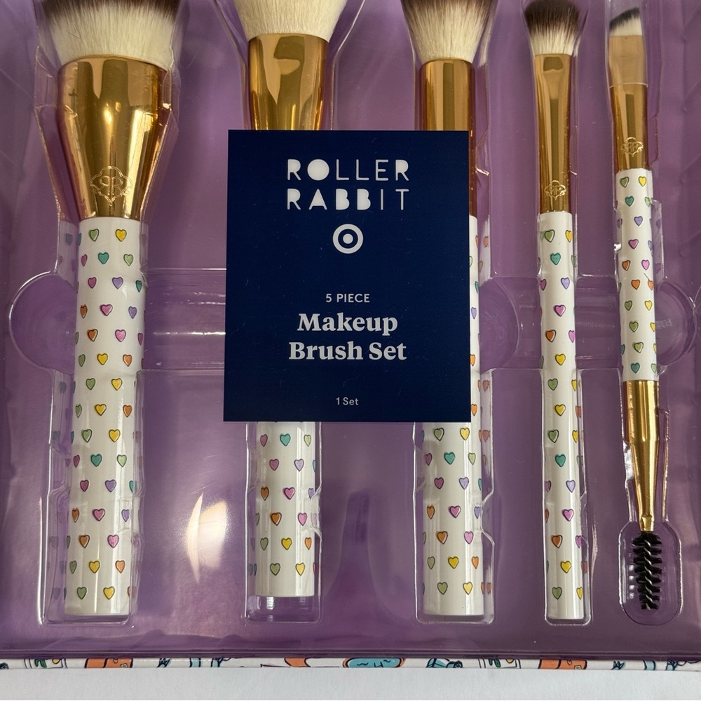 Roller Rabbit x Target Disco Hearts Makeup Brush Set NIB - Picture 6 of 11